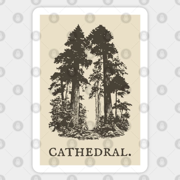 Forest Cathedral Redwood Trees Illustration Magnet by TuncGK